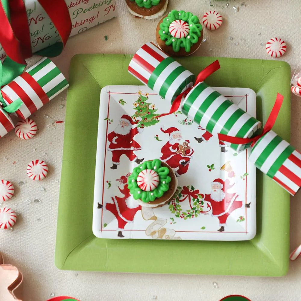 Club Stripe Celebration Christmas Crackers in Red & Green - 8 Per Box