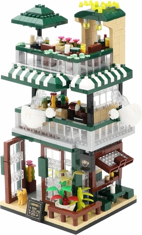 Coffee Shop Micro Building Blocks Set Mini House Simulation Building Educational Creative Toys for Boys and Girls Ages of 8  1025 PCS Street View