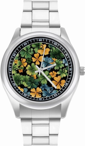 Colorful Clovers Shamrocks Casual Wrist Watches for Men Classic Business Dress Watch Big Face for Work Gym