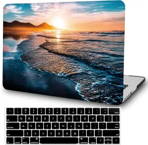 Compatible with MacBook Pro 13 Inch Case 2022 2021 2020 Release A2338 M2 M1/A2289/A2251 with Touch Bar/ID,Sea Landscape Plastic Hard Shell Case & Keyboard Cover& Screen Protector, Beach Sunset