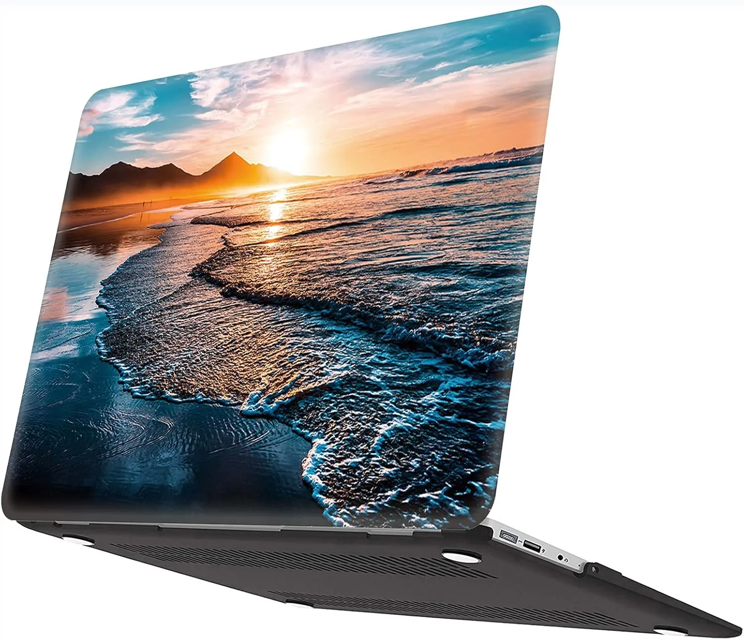 Compatible with MacBook Pro 13 Inch Case 2022 2021 2020 Release A2338 M2 M1/A2289/A2251 with Touch Bar/ID,Sea Landscape Plastic Hard Shell Case & Keyboard Cover& Screen Protector, Beach Sunset