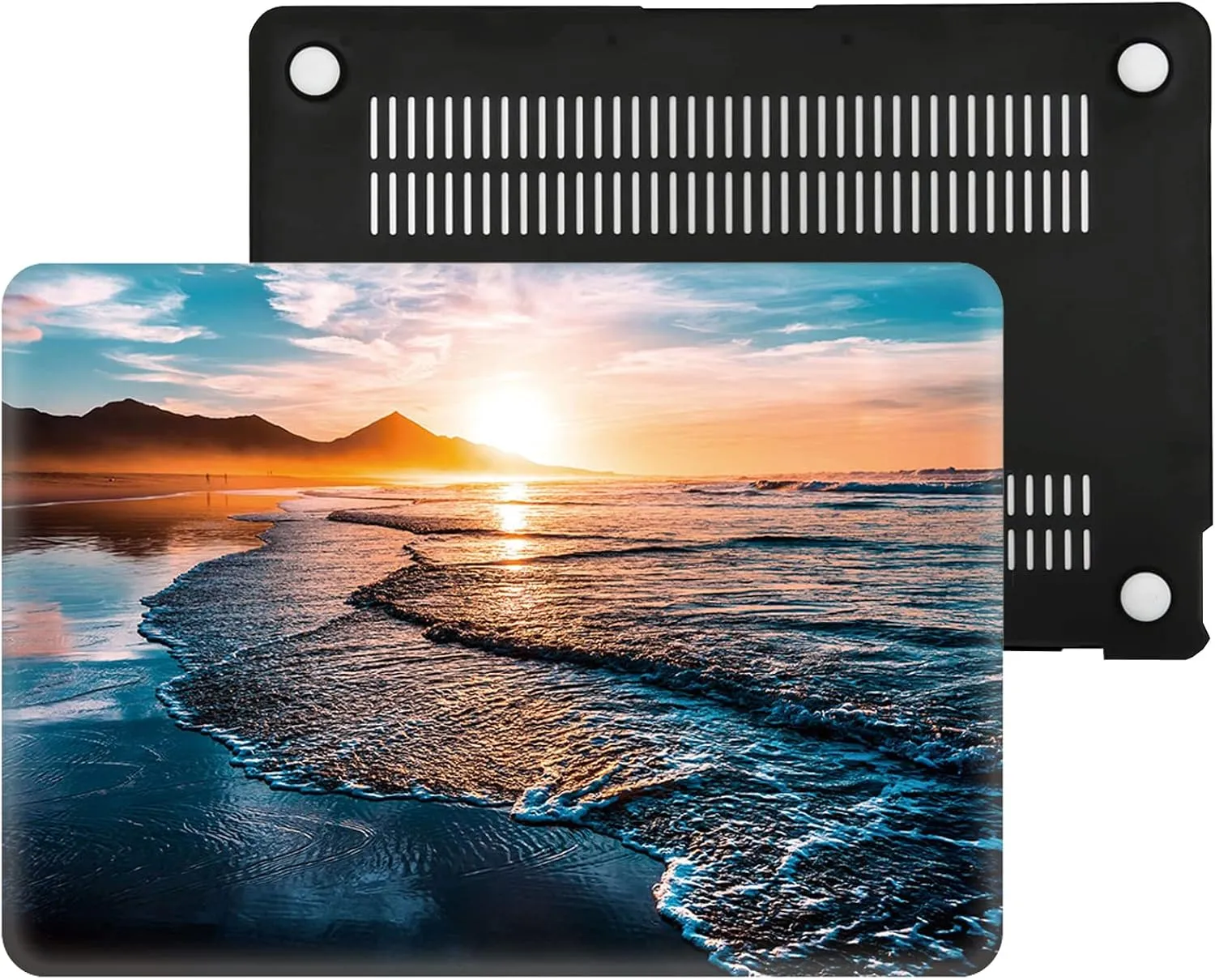 Compatible with MacBook Pro 13 Inch Case 2022 2021 2020 Release A2338 M2 M1/A2289/A2251 with Touch Bar/ID,Sea Landscape Plastic Hard Shell Case & Keyboard Cover& Screen Protector, Beach Sunset