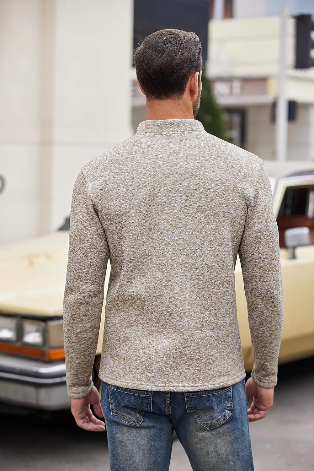 COOFANDY Men's Casual Henley Pullover Sweatshirt Thermal Fleece Slim Fit Sweater