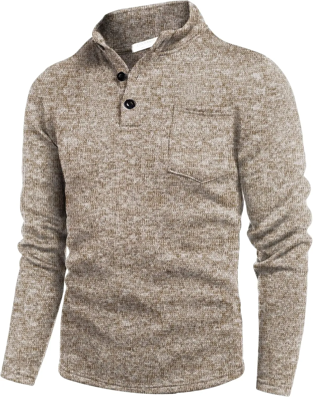 COOFANDY Men's Casual Henley Pullover Sweatshirt Thermal Fleece Slim Fit Sweater