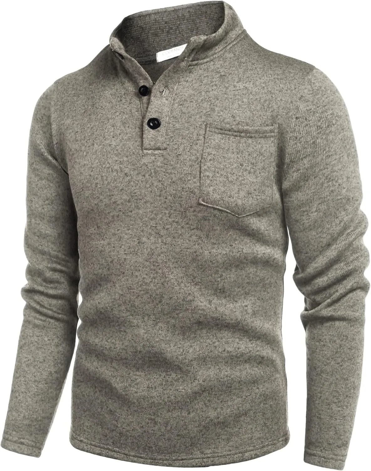COOFANDY Men's Casual Henley Pullover Sweatshirt Thermal Fleece Slim Fit Sweater