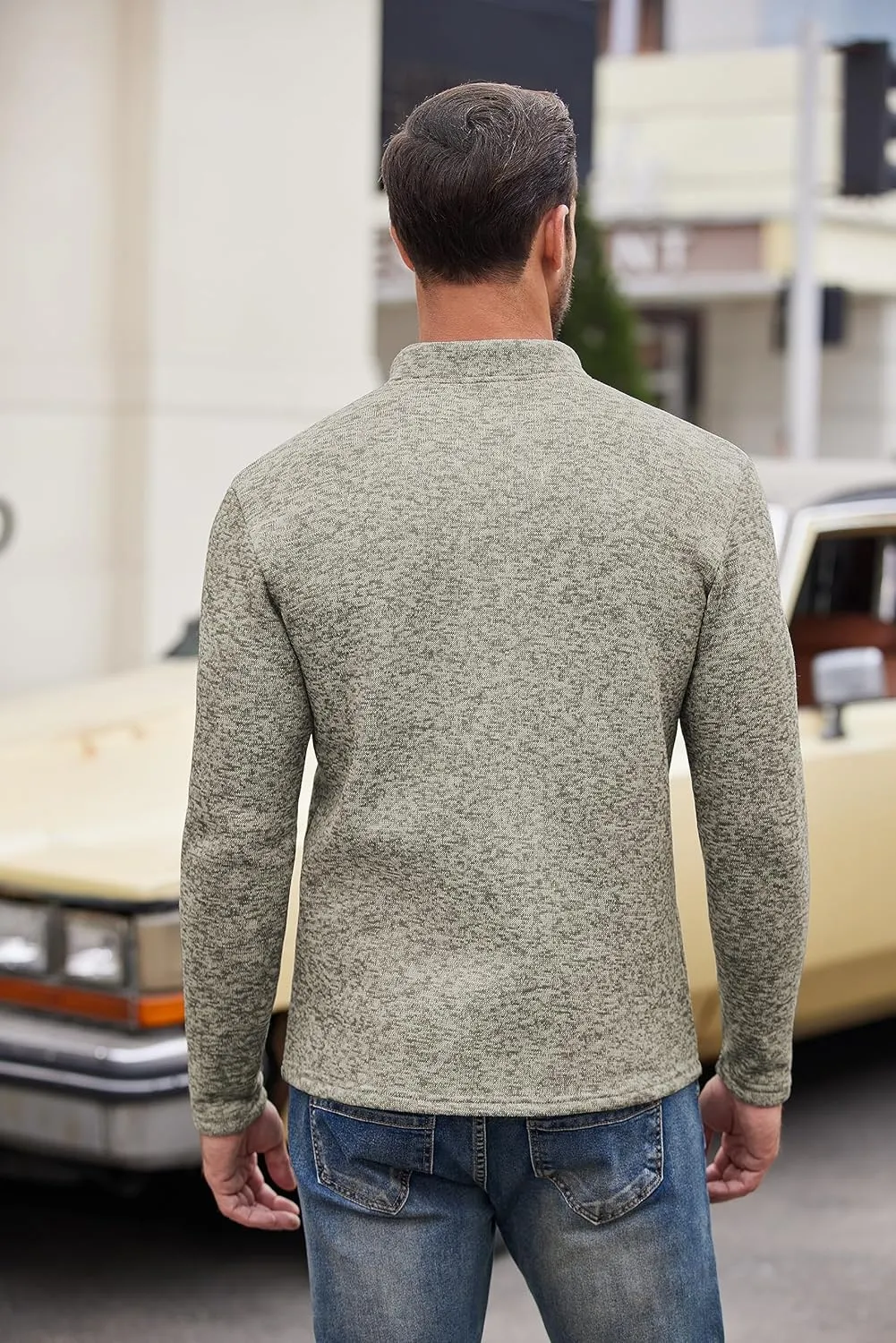 COOFANDY Men's Casual Henley Pullover Sweatshirt Thermal Fleece Slim Fit Sweater
