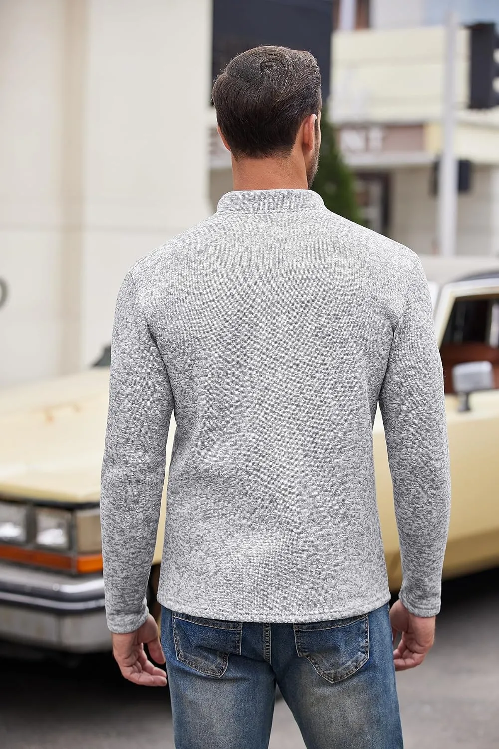 COOFANDY Men's Casual Henley Pullover Sweatshirt Thermal Fleece Slim Fit Sweater