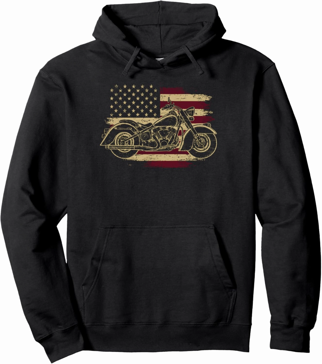 Cool Motorcycle Biker Retro Motorcycle USA Flag Men Rider Pullover Hoodie