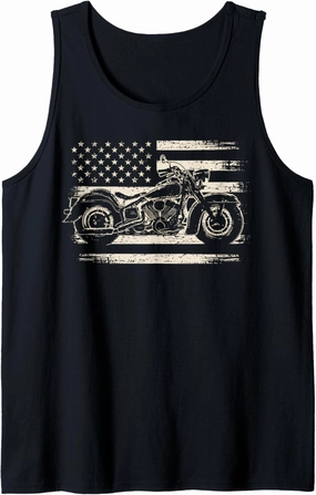 Cool Motorcycle Biker Retro Motorcycle USA Flag Men Rider Tank Top