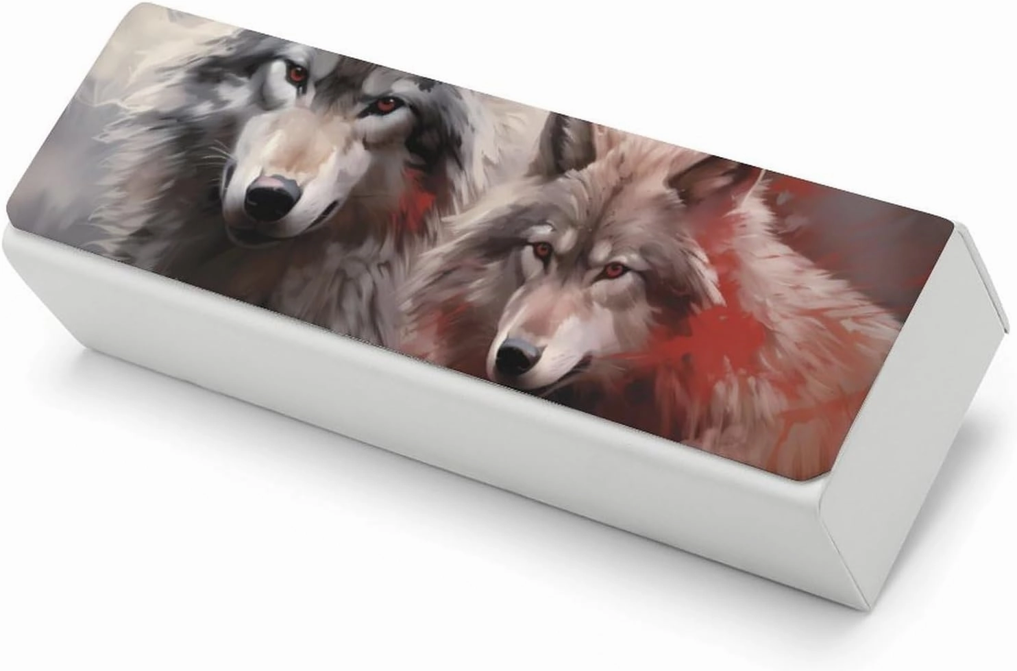 Cool Wolf Painting Portable Glasses Case Hard Shell Eyeglasses Protection Pouch Eyeglass Cover Box for Men Women