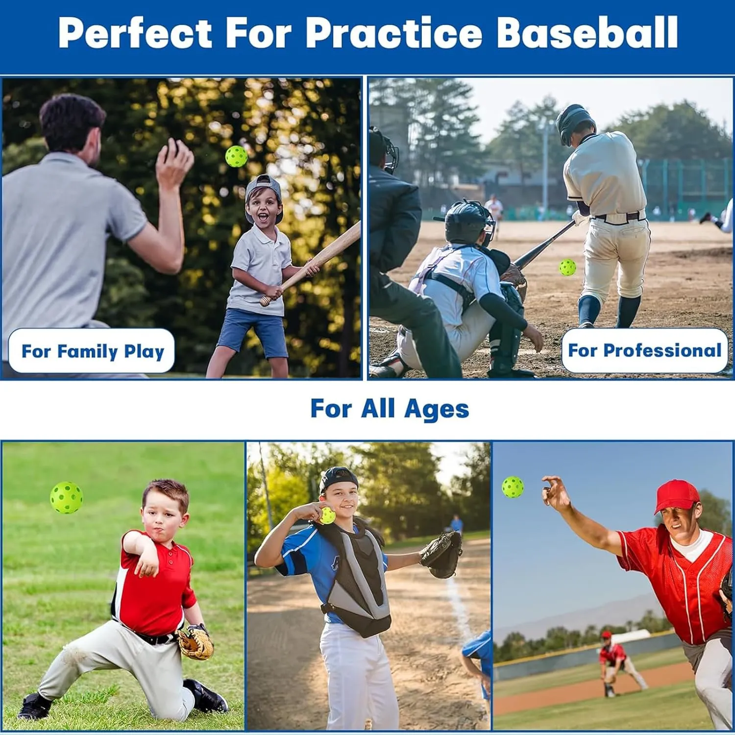 Coopay 40 Pack Baseball Practice Balls Plastic Training Balls Lightweight Hollow Softballs with a Drawstring Bag for Hitting, Baseball Training Indoor Outdoor Use