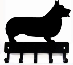 Corgi - Key Holder & Dog Leash Hanger for Wall - Large 9 inch Wide with 5 Hooks - Made in USA