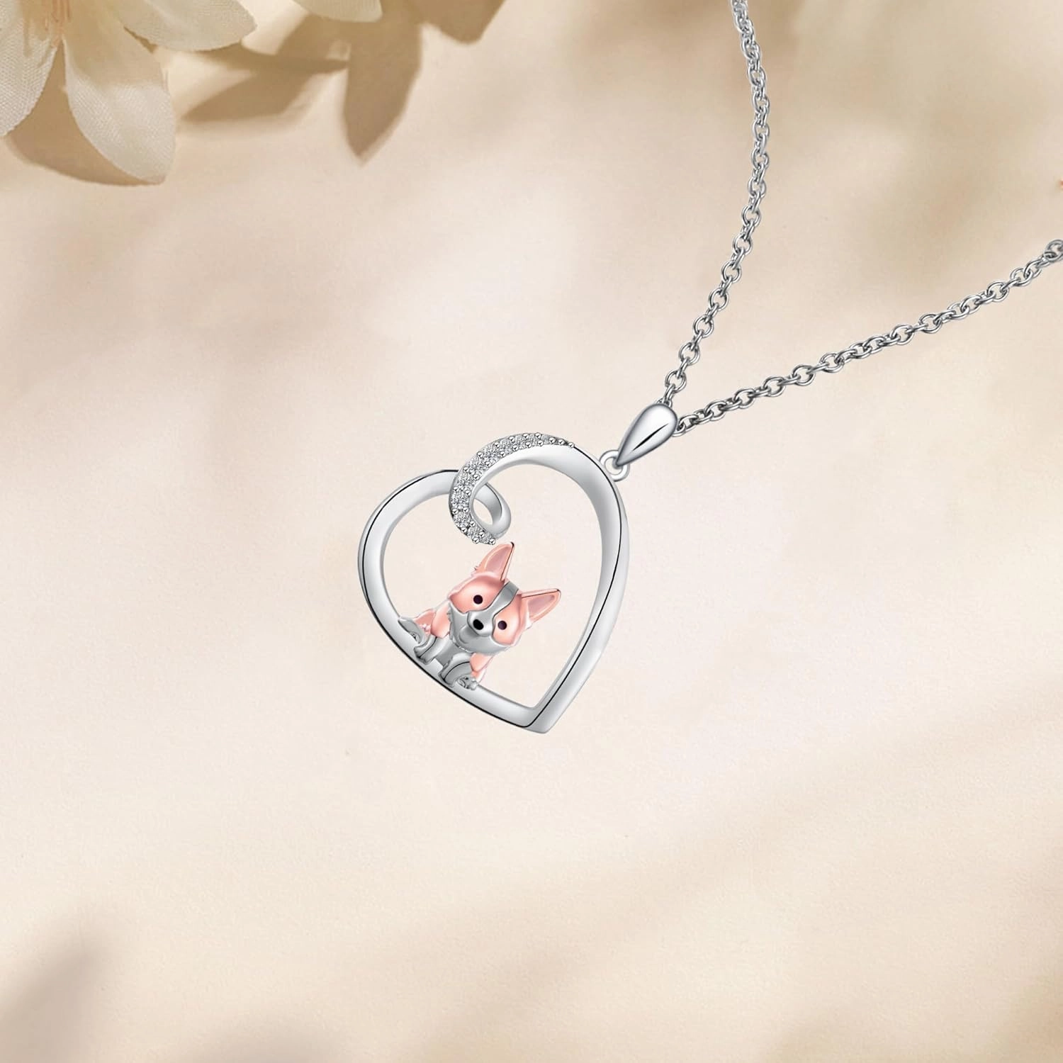 Corgi/Dachshund/Yorkie Necklace 925 Sterling Silver Gifts for Corgi Lovers Gifts for Women Cute Dog Necklace Jewelry
