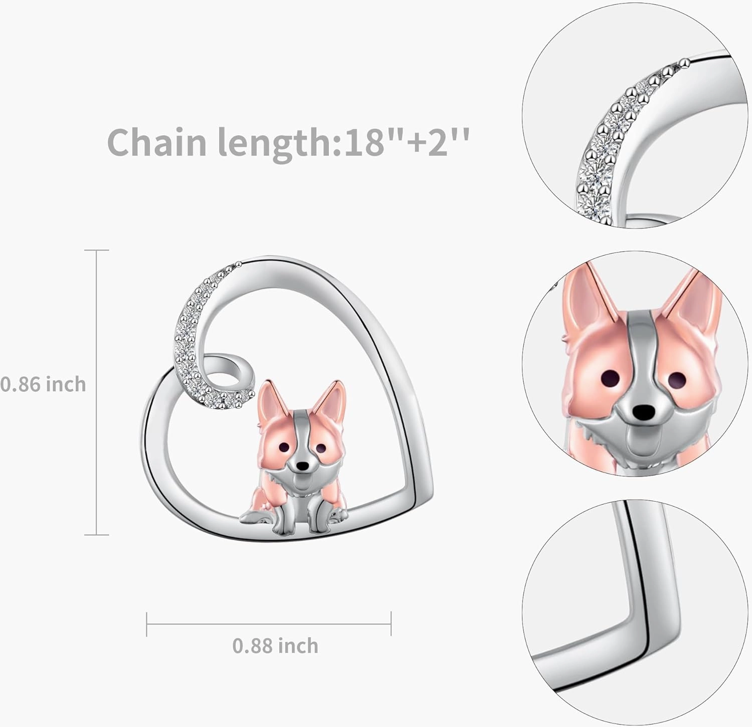 Corgi/Dachshund/Yorkie Necklace 925 Sterling Silver Gifts for Corgi Lovers Gifts for Women Cute Dog Necklace Jewelry
