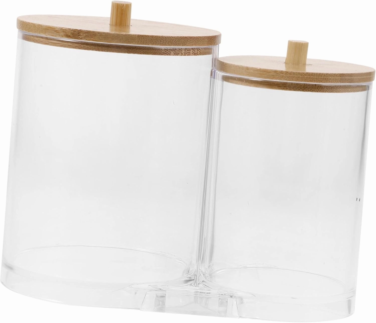 Cotton Swab Holder with Lid Stackable Bathroom Organizer Clear Acrylic Storage Jar for Cotton Pads Makeup Sponges Toothpicks and Accessories