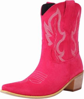Cozivwaiy Classic Cowboy Booties Embroidered Women Pointed Toe Ankle Boots Western Country Boots Pull on Block Heel Booties