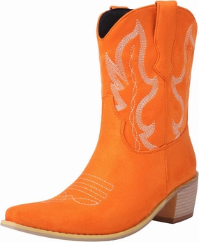 Cozivwaiy Classic Cowboy Booties Embroidered Women Pointed Toe Ankle Boots Western Country Boots Pull on Block Heel Booties