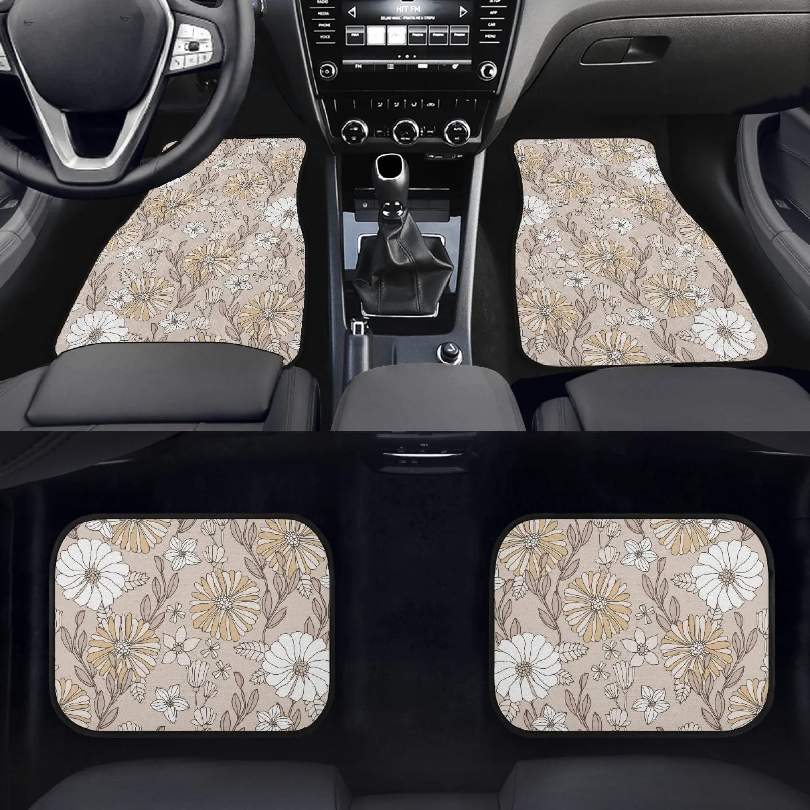 Creamy Flowers Car Floor Mats