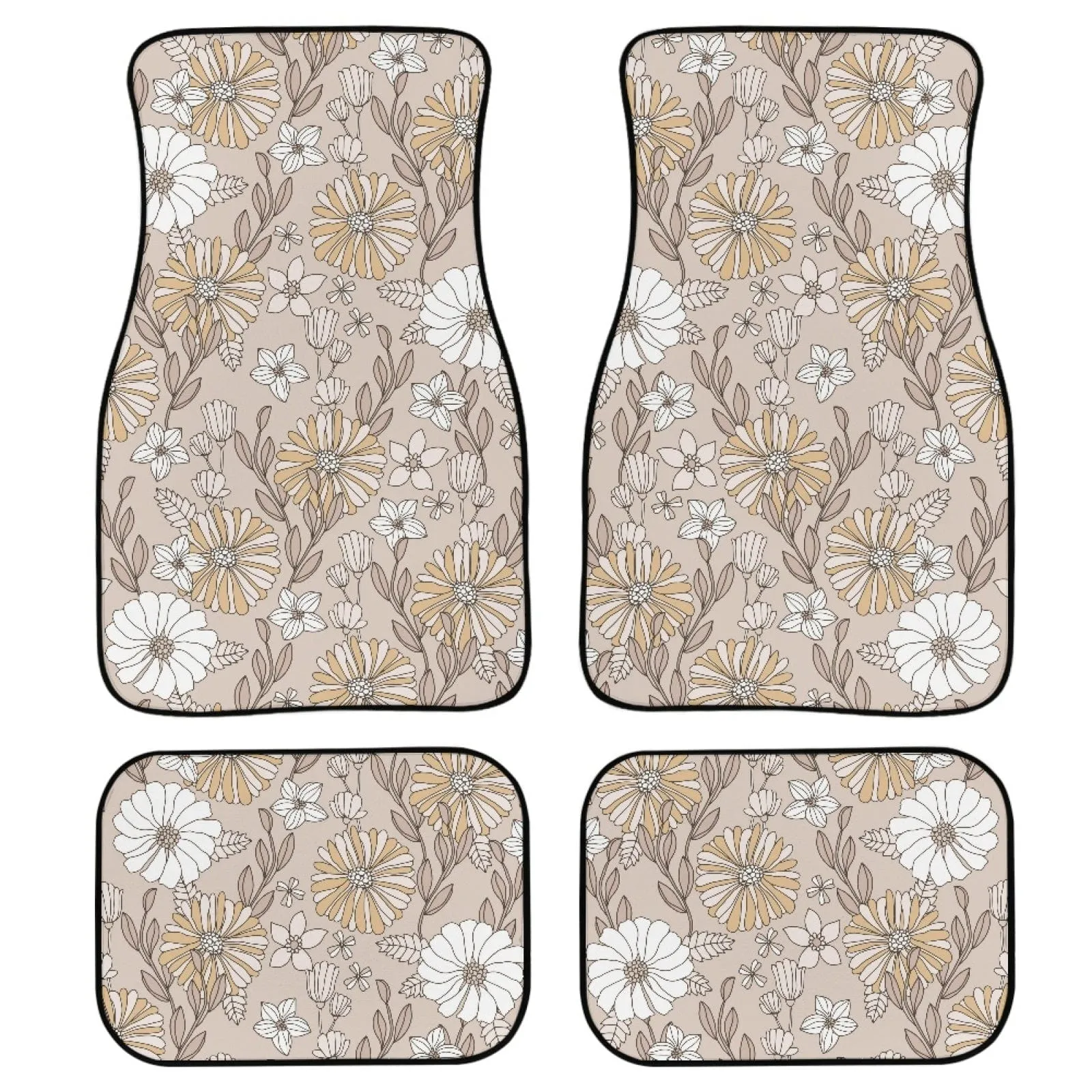 Creamy Flowers Car Floor Mats