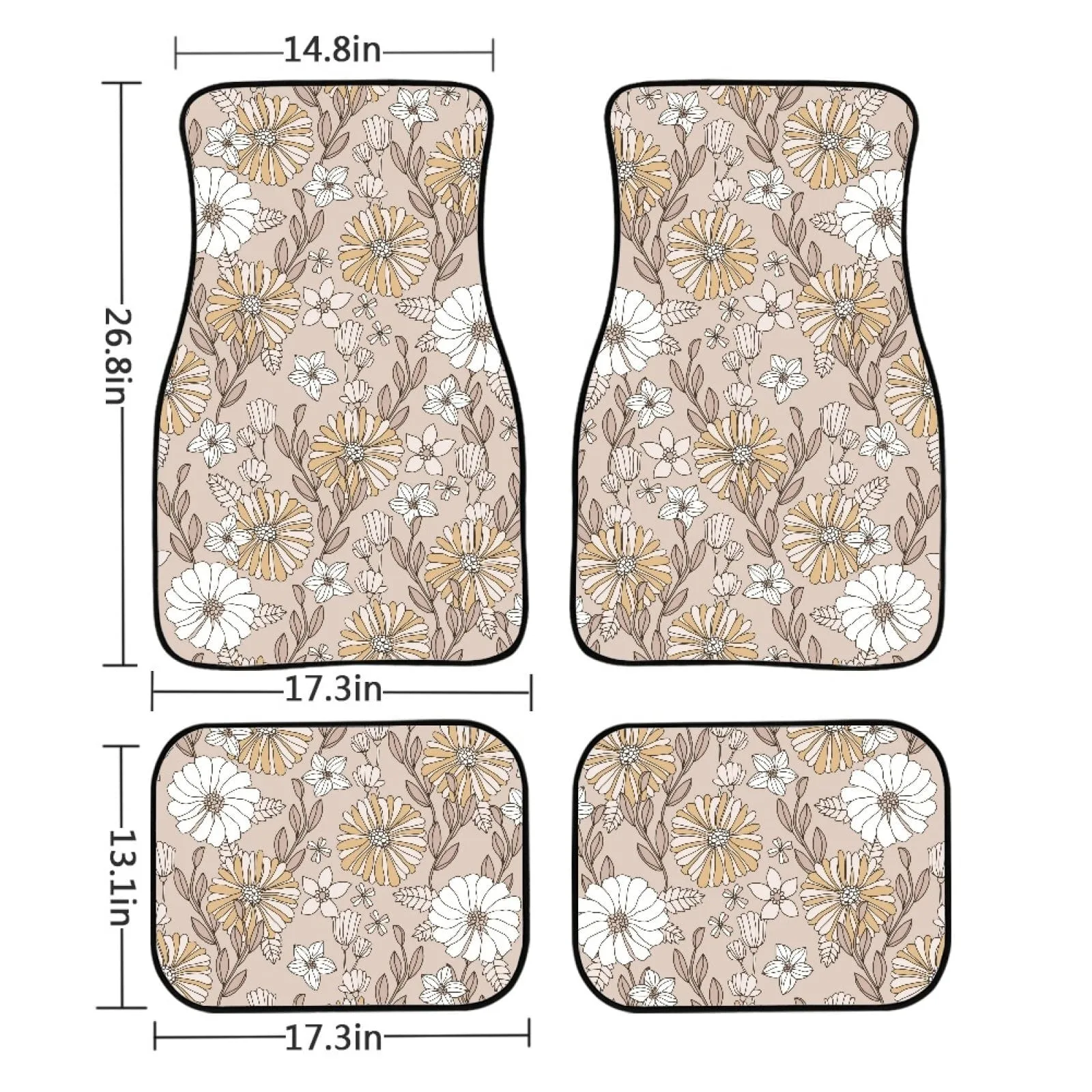 Creamy Flowers Car Floor Mats