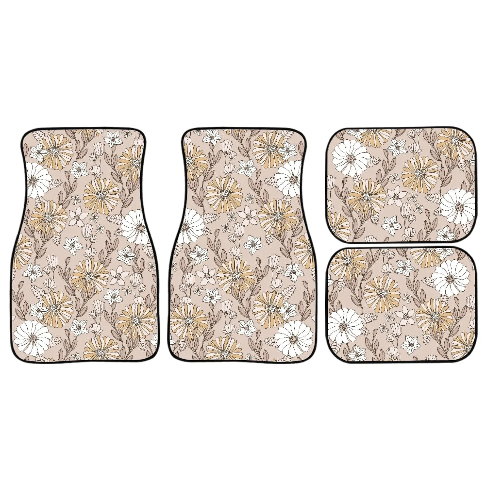 Creamy Flowers Car Floor Mats