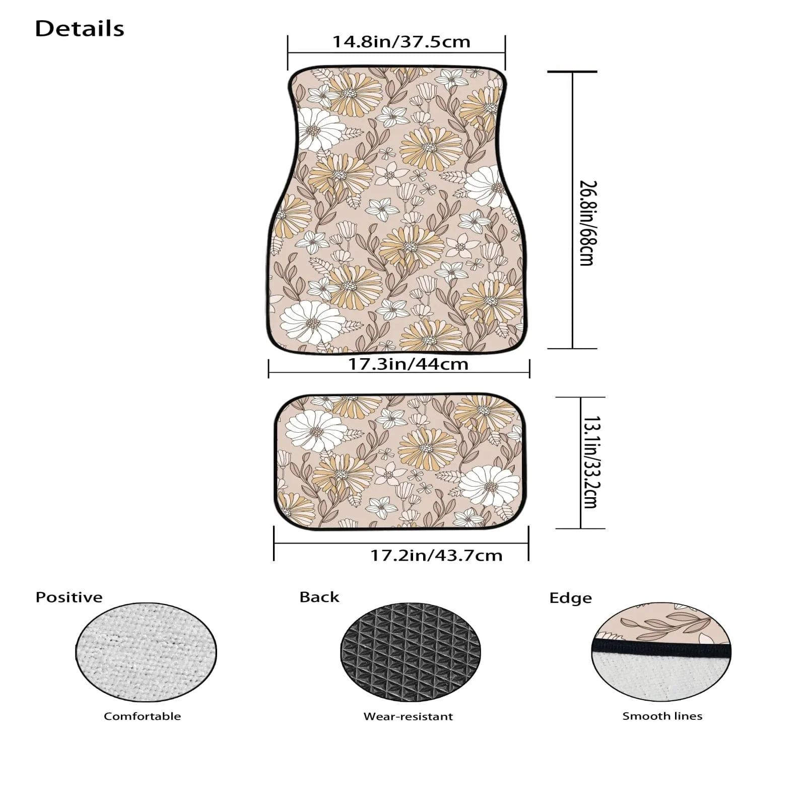 Creamy Flowers Car Floor Mats