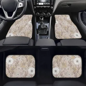 Creamy Flowers Car Floor Mats