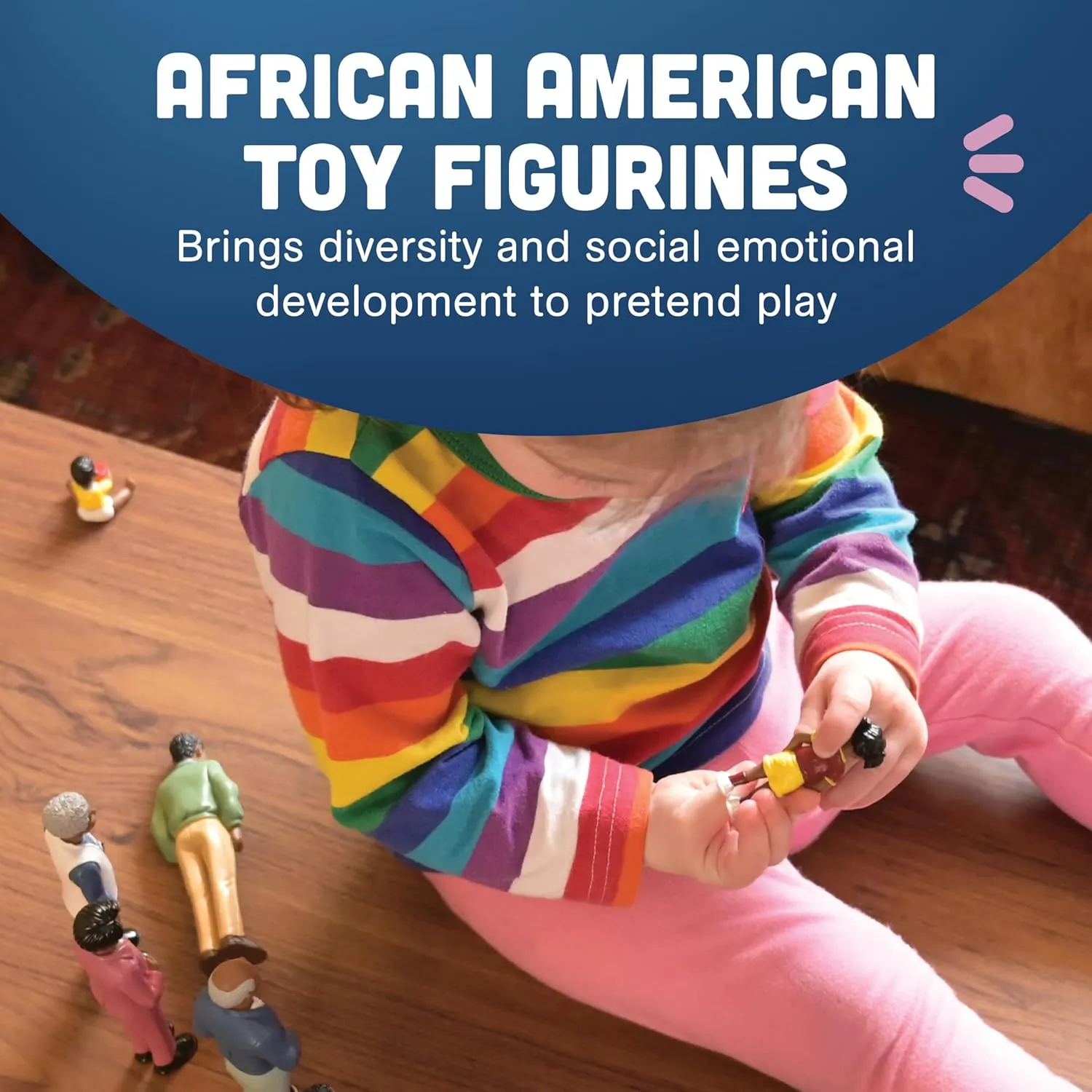 Creative Minds Marvel Education African American Family Toy Figure Set for Kids Ages 3 , Set of 8 Inclusive and Diverse Dollhouse Toy Figurines, Multicolor
