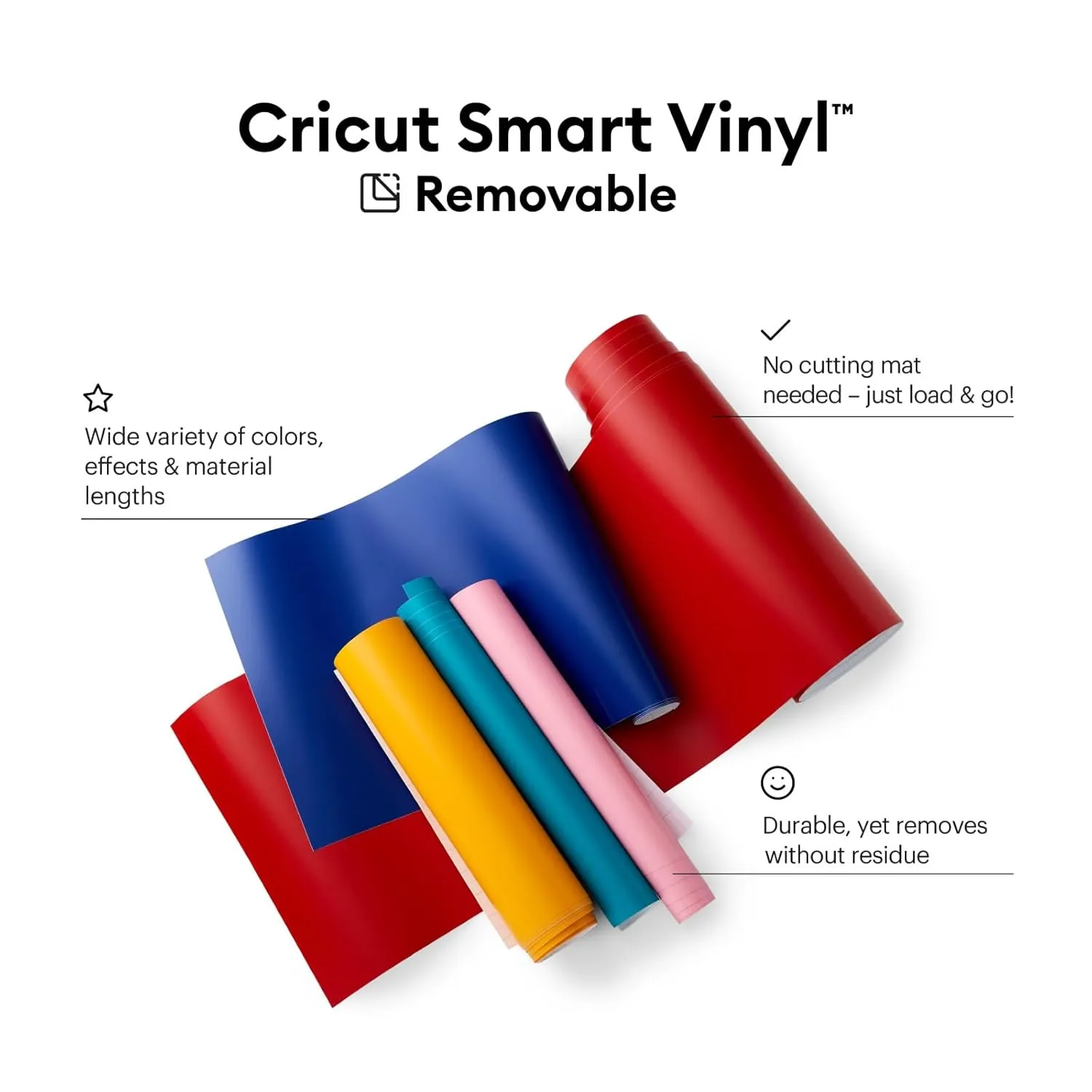 Cricut Smart Removable Vinyl (13in x 21ft, Black) for Explore and Maker 3 - Matless Cutting for Long cuts up to 12ft