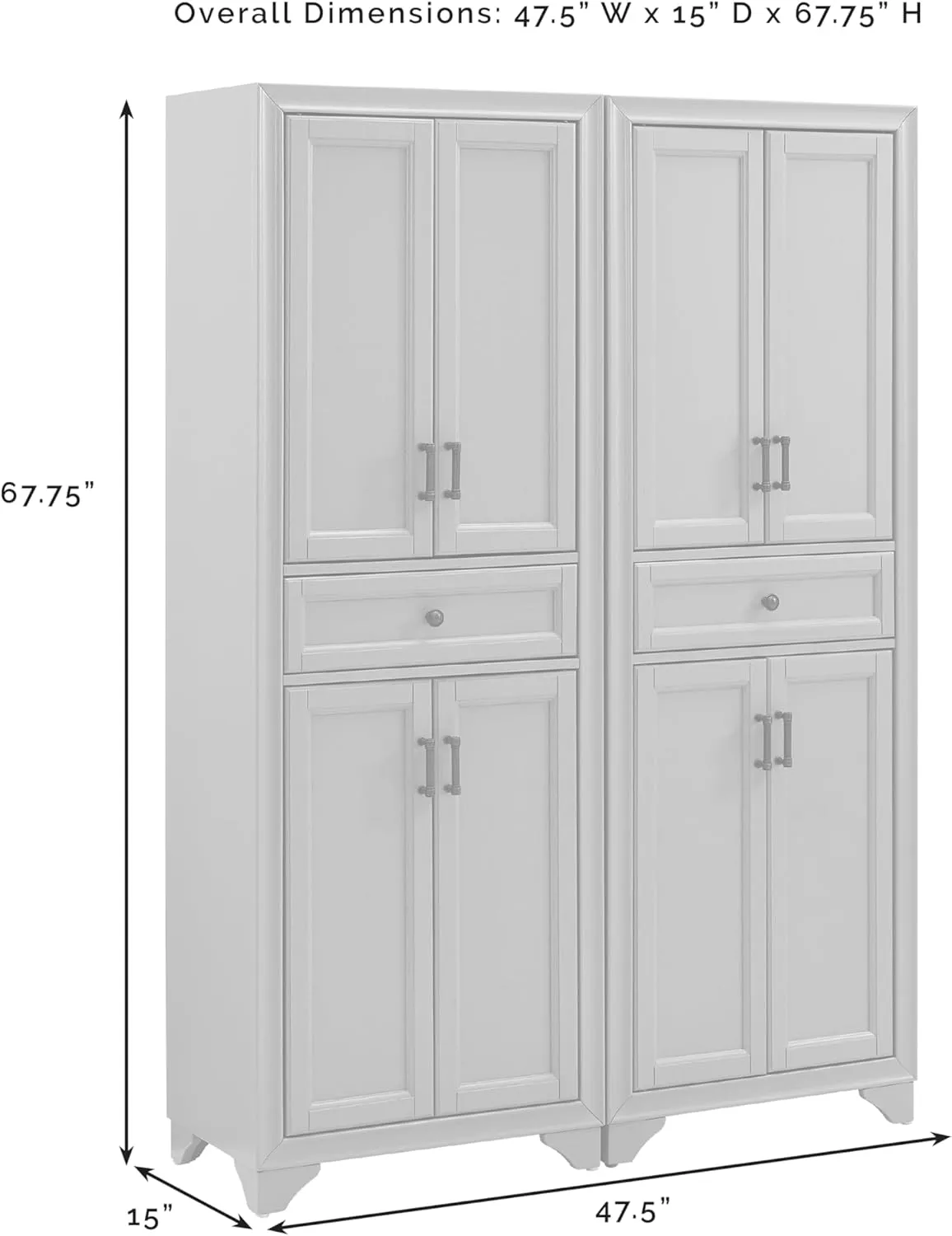 Crosley Furniture Tara 2-Piece Pantry Storage Cabinet Set with Shelves, Kitchen, Dining, or Laundry Room, Distressed Seafoam Blue