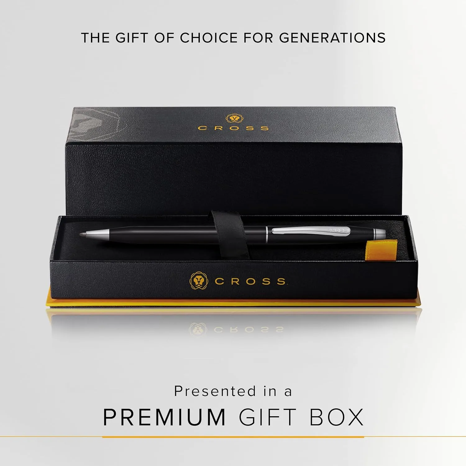 Cross Classic Century Refillable Ballpoint Pen Presented in a Luxury Gift Box - Medium Point, Black Ink, Black & Chrome