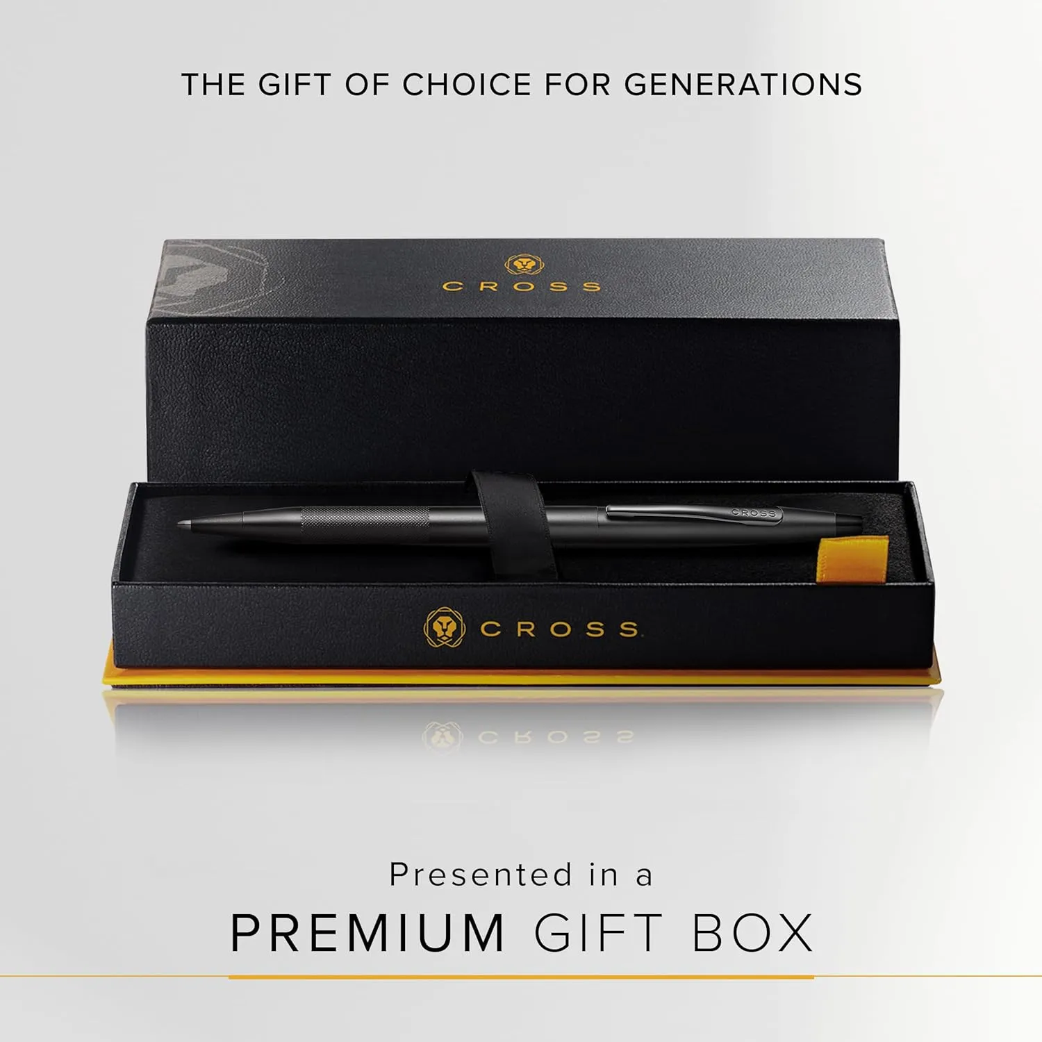 Cross Classic Century Refillable Ballpoint Pen Presented in a Luxury Gift Box - Medium Point, Black Ink, Black Micro-knurl