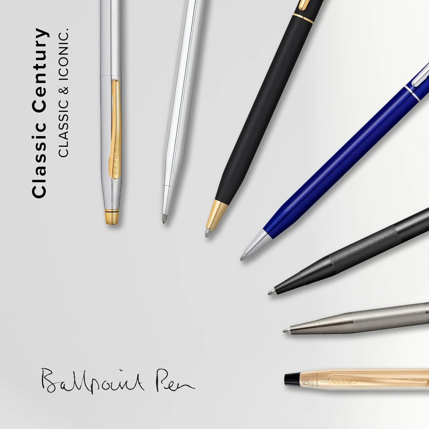Cross Classic Century Refillable Ballpoint Pen Presented in a Luxury Gift Box - Medium Point, Black Ink, Black Micro-knurl