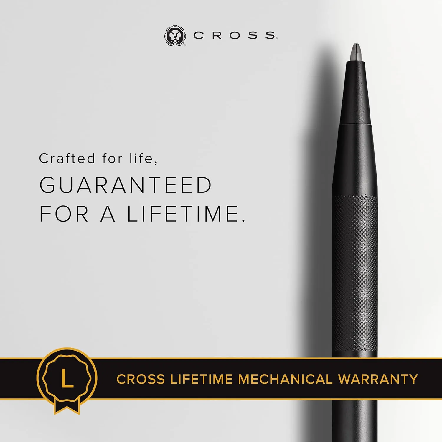 Cross Classic Century Refillable Ballpoint Pen Presented in a Luxury Gift Box - Medium Point, Black Ink, Black Micro-knurl