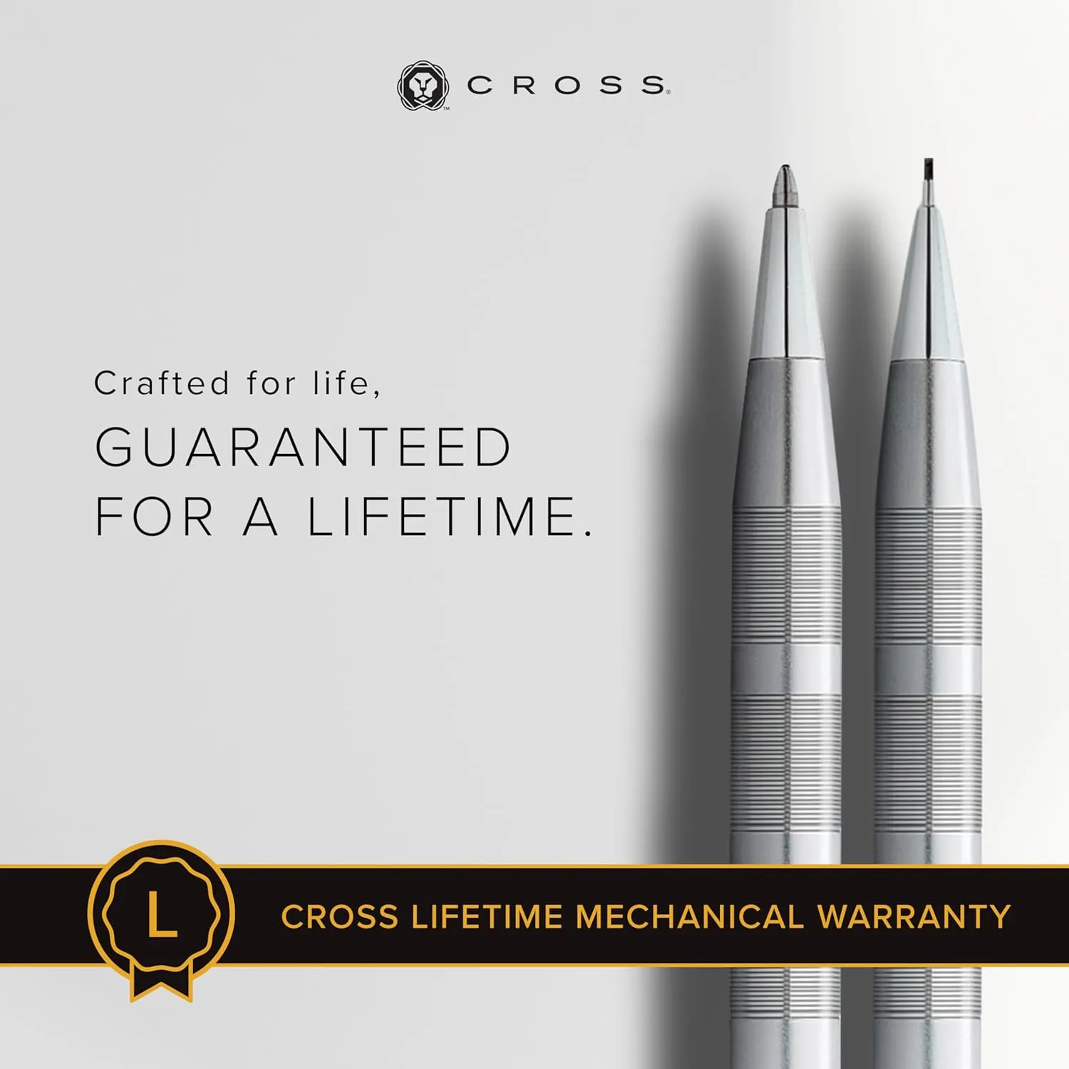 Cross Classic Century Refillable Pen & Pencil Gift Set Presented in a Luxury Gift Box - Medium Point, Black Ink, Satin Chrome