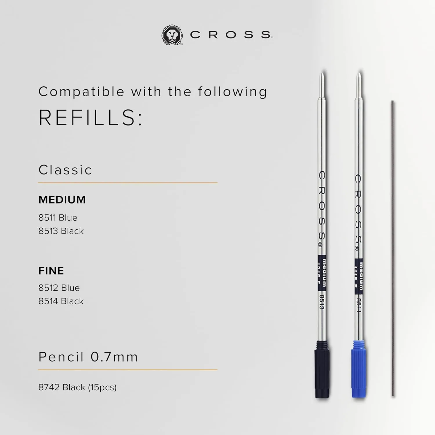 Cross Classic Century Refillable Pen & Pencil Gift Set Presented in a Luxury Gift Box - Medium Point, Black Ink, Satin Chrome