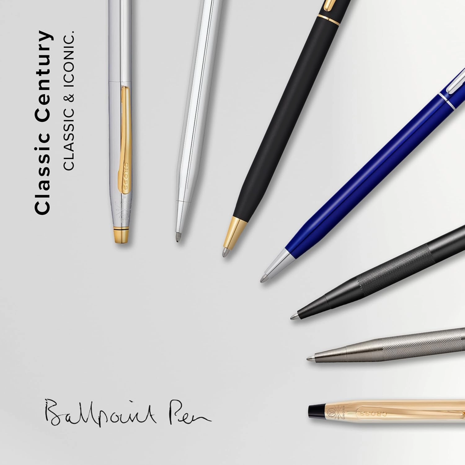 Cross Classic Century Refillable Ballpoint Pen Presented in a Luxury Gift Box - Medium Point, Black Ink, Brushed Black