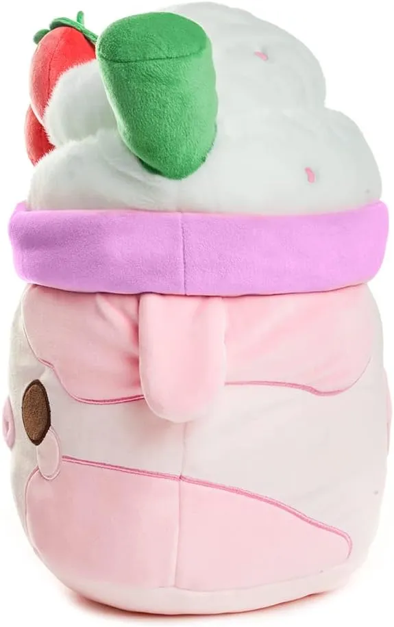 Cuddle Barn PlushGoals - Strawberry Mooshake Super Soft Cute Kawaii Cow Dessert Drink Collectible Stuffed Animal Plush Toy, 10 inches