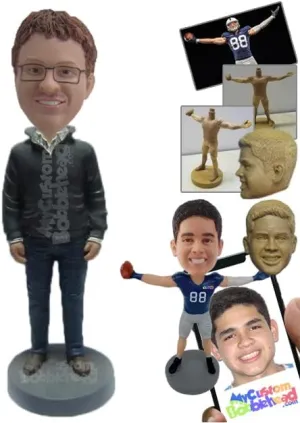 Custom Bobblehead Smart Neat Guy Standing Upright - Leisure & Casual Casual Males Personalized Bobbl