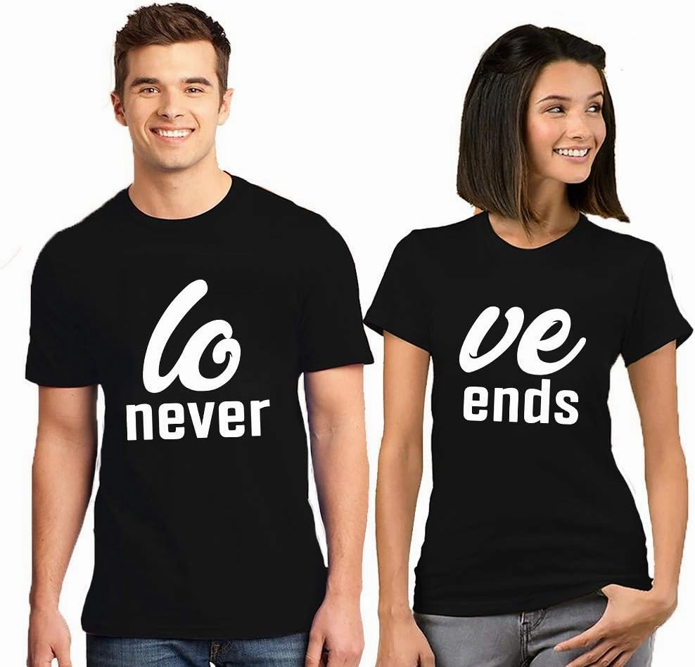 Custom Unisex Matching Couples Name & Number for Him Her - Multi Colors Couple T-Shirt