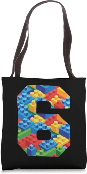 Cute 6 Building Blocks 6th Birthday Tote Bag