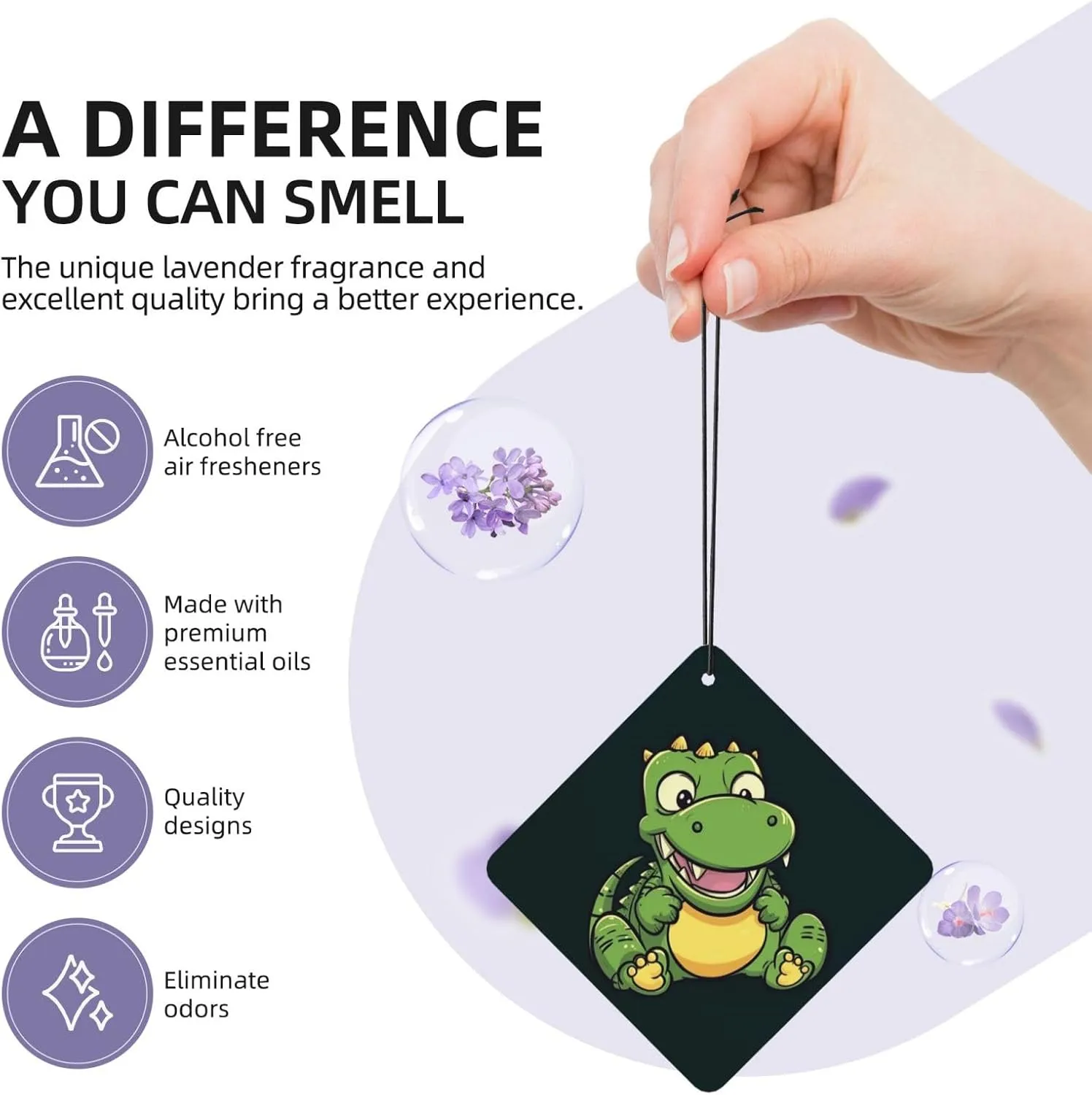 Cute crocodile cartoon Print Car Air Fresheners 4 Pcs Car Aromatherapy Tablets Hanging Air Freshener Wardrobe Pendant Fragrance Scented Cards for Rearview Mirror Bedroom Car Interior Decor