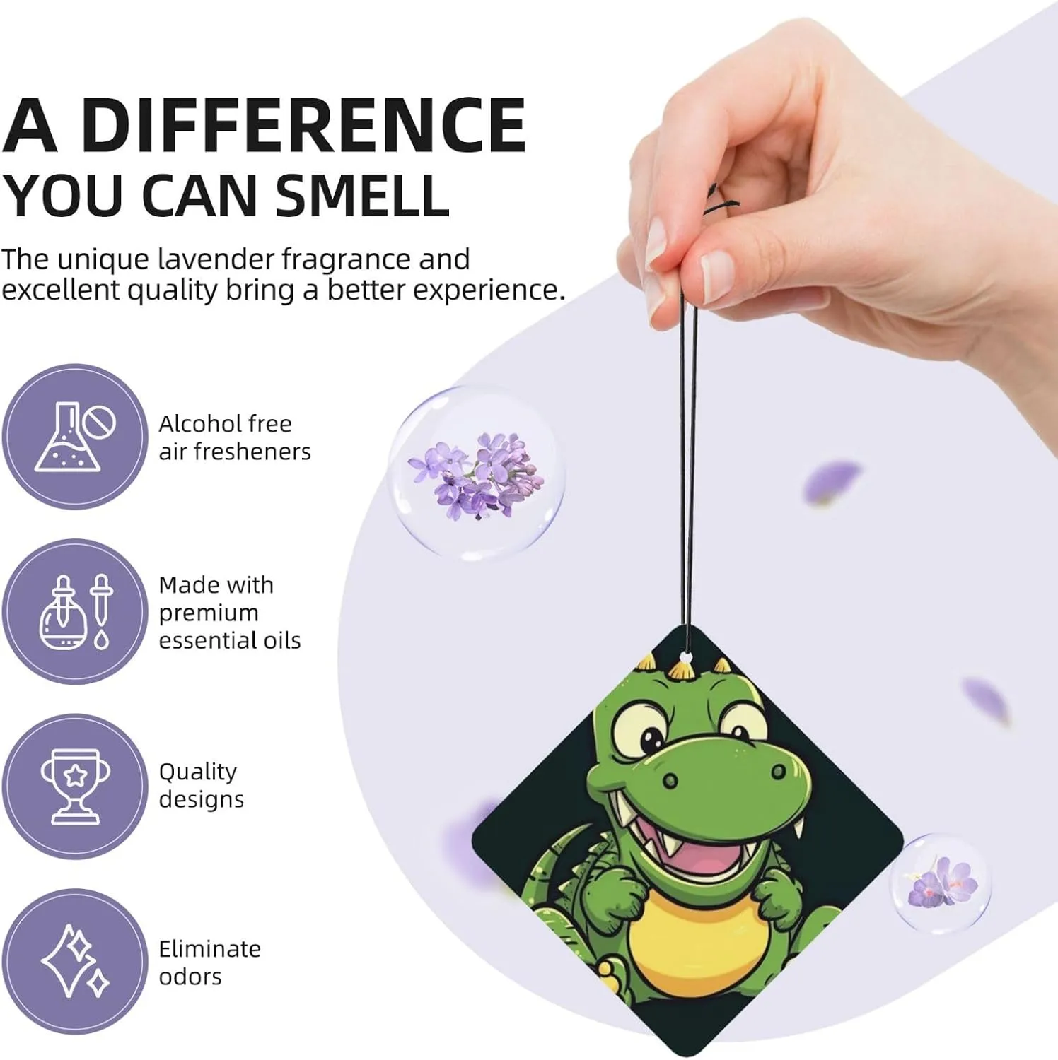 Cute crocodile cartoon Print Car Air Fresheners 4 Pcs Car Aromatherapy Tablets Hanging Air Freshener Wardrobe Pendant Fragrance Scented Cards for Rearview Mirror Bedroom Car Interior Decor