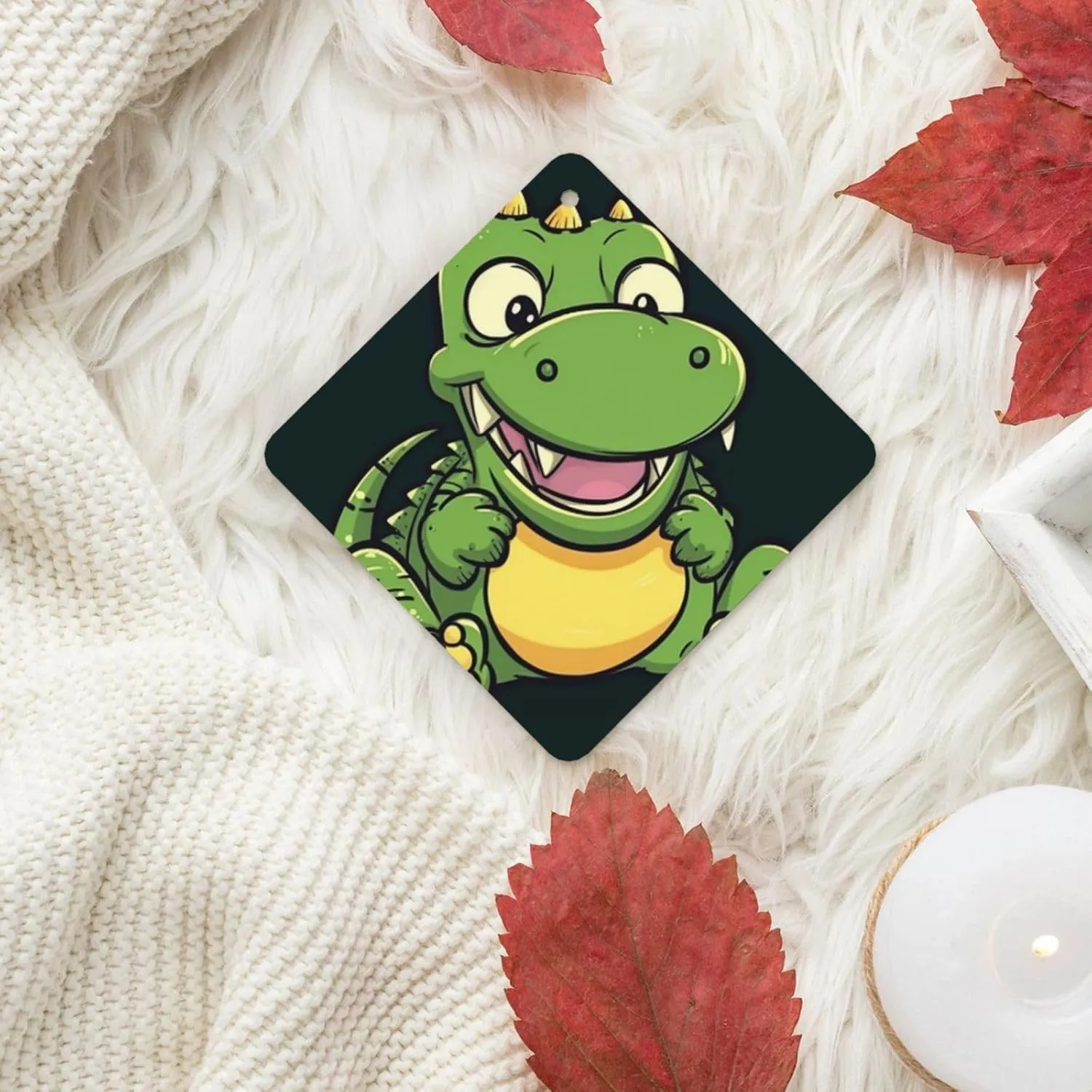 Cute crocodile cartoon Print Car Air Fresheners 4 Pcs Car Aromatherapy Tablets Hanging Air Freshener Wardrobe Pendant Fragrance Scented Cards for Rearview Mirror Bedroom Car Interior Decor