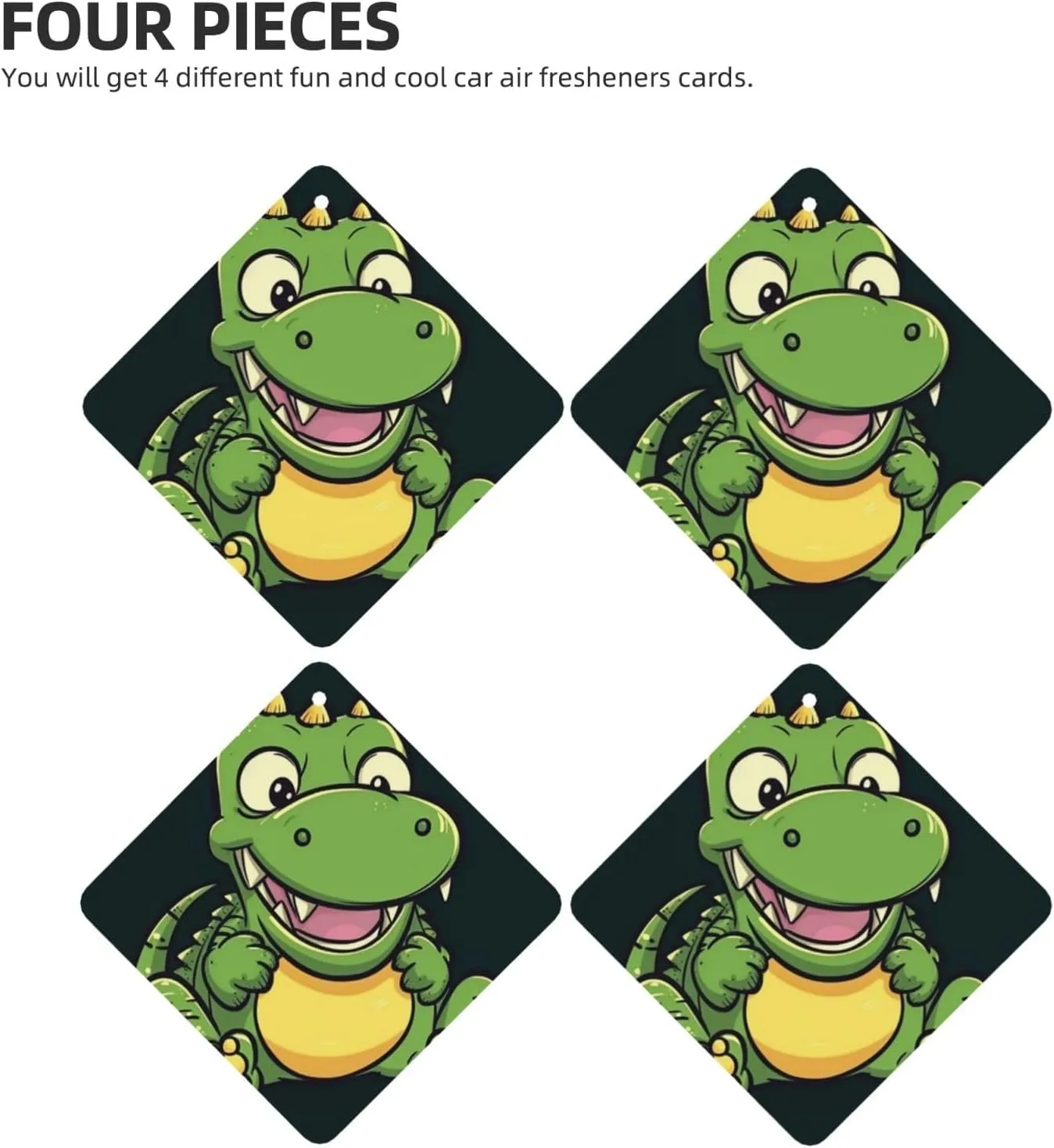 Cute crocodile cartoon Print Car Air Fresheners 4 Pcs Car Aromatherapy Tablets Hanging Air Freshener Wardrobe Pendant Fragrance Scented Cards for Rearview Mirror Bedroom Car Interior Decor