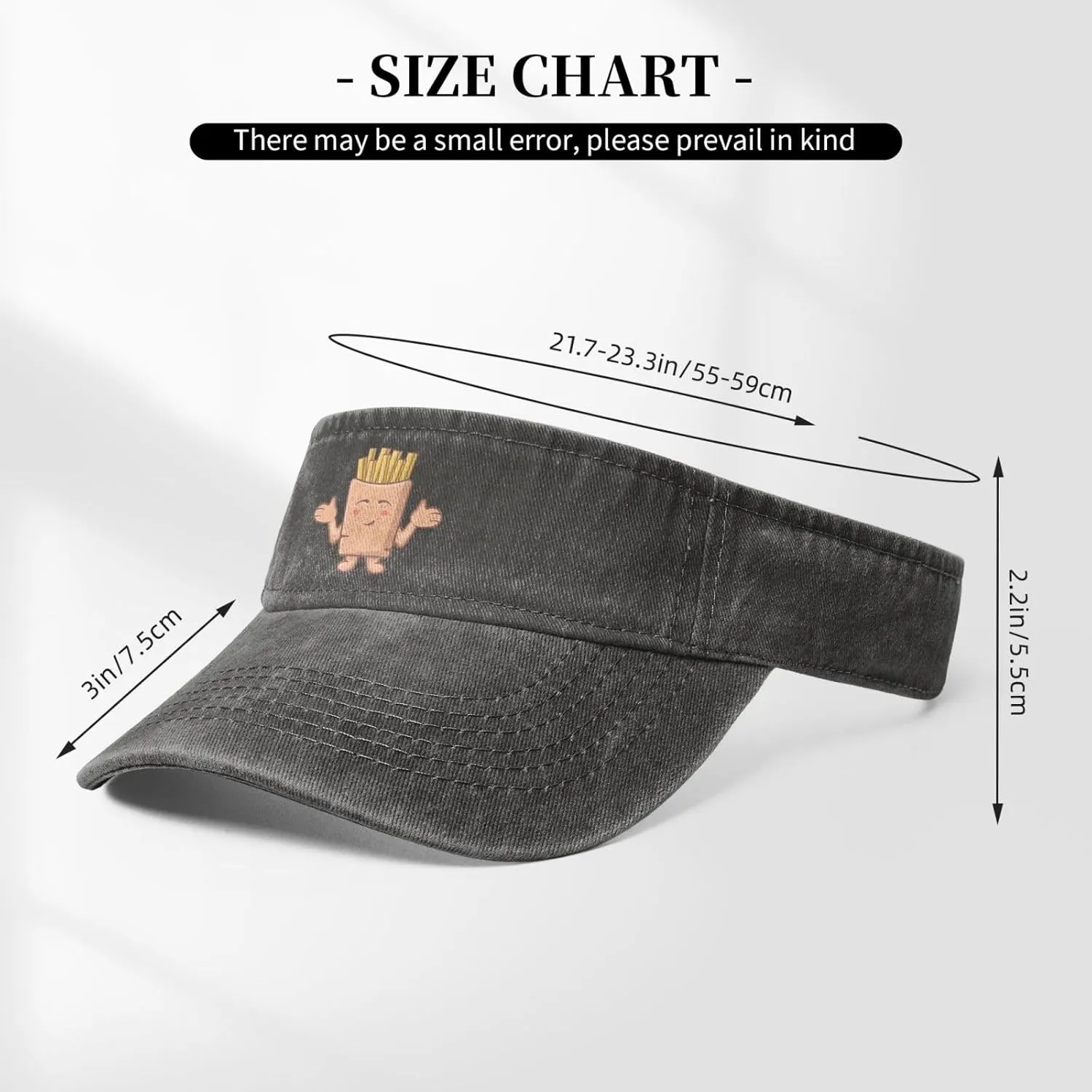 Cute French Fries Sun Visor Hats Cotton Baseball Cap for Women Men Adjustable Sun Hat