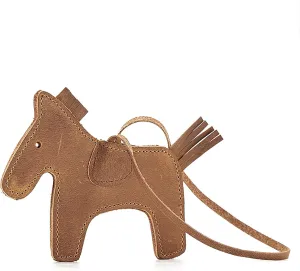 Cute Horse Bag Charms,Handmade Genuine Leather Tassel Pony Keychain Sewing Horse Fashion Bag Accessories for Women