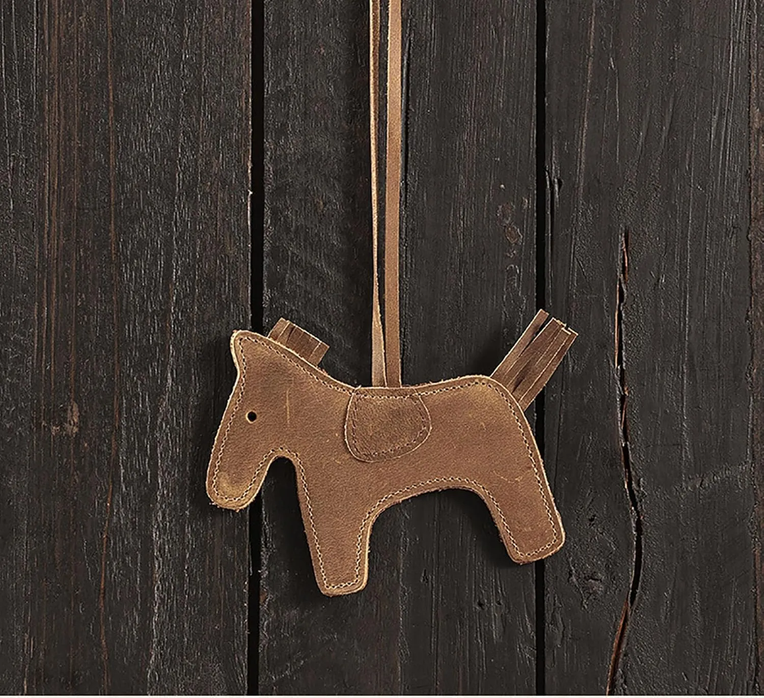 Cute Horse Bag Charms,Handmade Genuine Leather Tassel Pony Keychain Sewing Horse Fashion Bag Accessories for Women