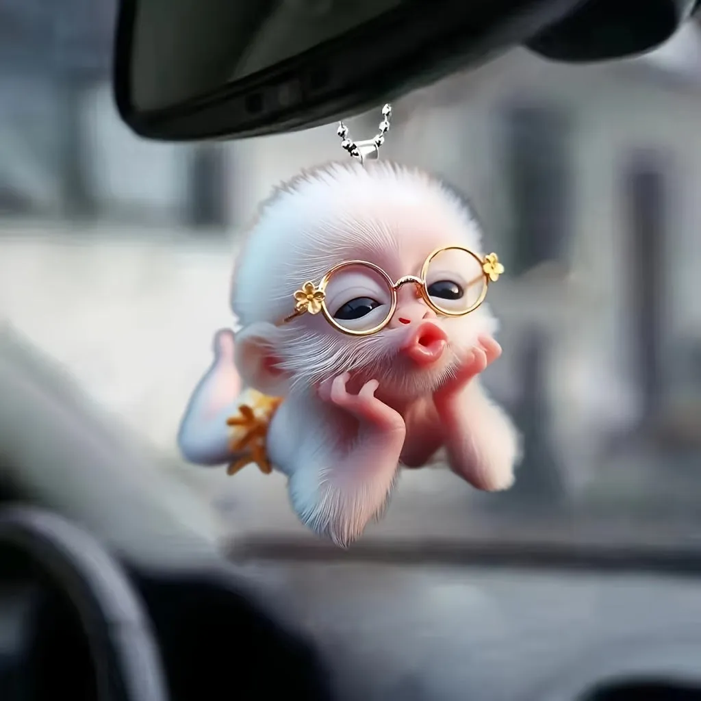 Cute Monkey Car Hanging Pendant, Acrylic 2D Christmas Tree Ornament