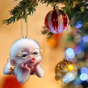 Cute Monkey Car Hanging Pendant, Acrylic 2D Christmas Tree Ornament